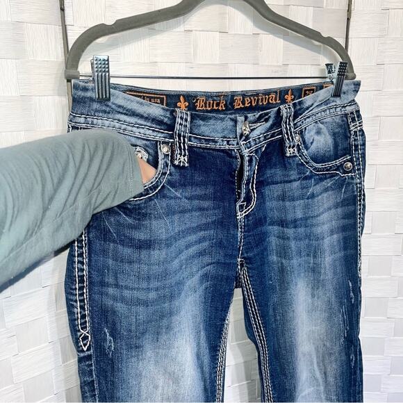 Rock Revival Lonnie Easy Boot Stretch Jeans Women’s Size 28 Thick Stitch - Picture 3 of 11